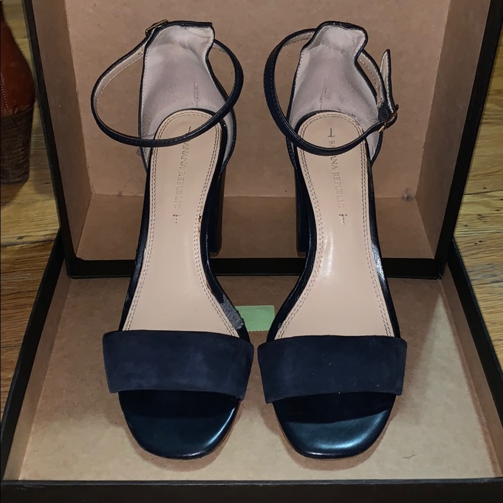 Blue chunky heels